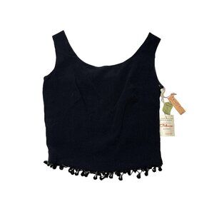 Malbe Women’s Black Scoop Neck Sleeveless Beaded Tank Top Size 8-9 NEW With Tags